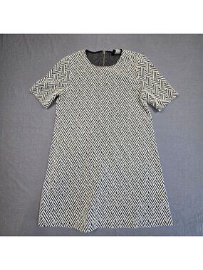 H&M Divided Size 12 Short Sleeve Mini Dress Black/White Geometric